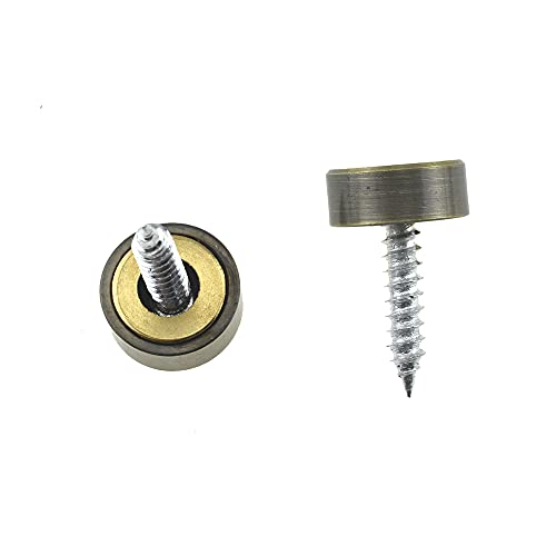 Hahiyo 12mm Diameter Mirror Screws Brushed Copper Material Solid Easy Install Brass Washer Decorative Caps Fasteners Nails Bronze 10 Pairs for Bathroom Mirrors Panels Kitchen Ceiling Arts Crafts - size: 12mm-10sets-Bronze