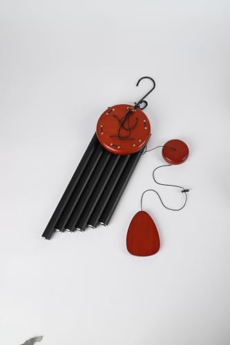 32 Inch Memorial Wind Chime (Gift Box Pack) - Elegant Black Metal Tubes with Engraved Wooden Plaque, Soothing Sound for Indoor & Outdoor Use, Perfect Sympathy Gift