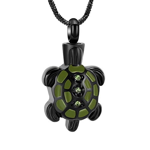 Yinplsmemory Cremation Jewelry for Ashes Turtle Urn Necklace for Ashes Keepsake Holder Memorial Jewelry for Women/Men - color: Black