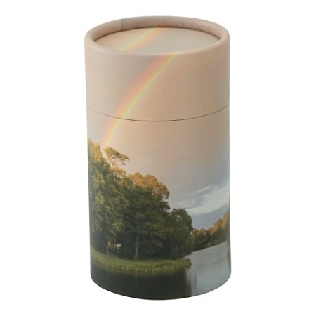 Rainbow Pond Scattering Tube - Extra Small, Biodegradable Cremation Urn for Ashes, Extra Small Sized Cremation Urn, 5.25 Inches High - color: Rainbow Pond