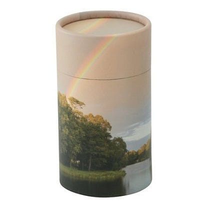 Rainbow Pond Scattering Tube - Extra Small, Biodegradable Cremation Urn for Ashes, Extra Small Sized Cremation Urn, 5.25 Inches High - color: Rainbow Pond