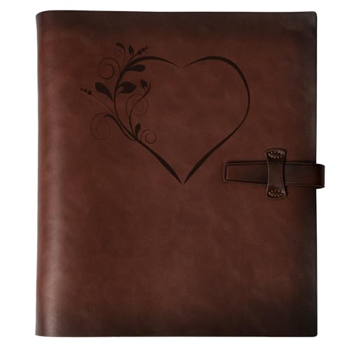 Photo Album 4x6 300 Photos, Genuine Leather Photo Albums with Writing Space with 30 Writing Paper, Travel Family Wedding Kids Graduation Ultrasound Baby Picture Album Scrapbook Photo Album（LOVE） - color: Heart