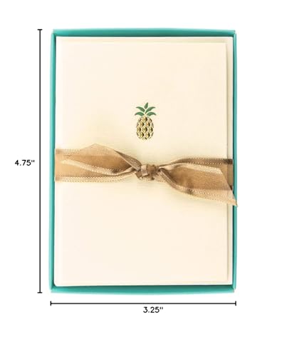 Graphique Pineapple La Petite Presse Boxed Notecards - 10 Embellished Gold Foil Pineapple Blank Cards with Matching Envelopes, 3.25" x 4.75" - color: Pineapple