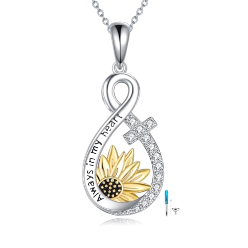 TIGER RIDER Pet Paw Necklace 925 Sterling Silver Cross Infinite love Necklace Pendant Pet Jewelry Gift for Dog Cat Lovers - style: Infite sunflower