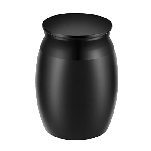 Super Small Urn for Human Ashes, 1.6" High Blank Black Memorial Cremation Urn, Handcrafted Beautiful Keepsake Urn for Funeral, Peaceful Decorative Urns for Human Ashes