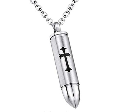 Celtic Cross Bullet Urn Necklaces for Ashes Cremation Jewelry Keepsake Memorial Pendant - style: Dad-Stainless Steel