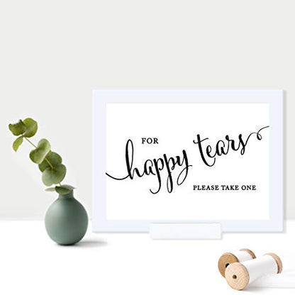 Andaz Press Wedding Framed Party Signs, Formal Black and White, 5x7-inch, For Happy Tears Tissue Kleenex Ceremony Sign, 1-Pack, Includes Frame - color: Activity Tissues