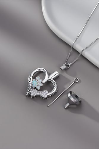 WINNICACA Silver Cremation Urn Necklaces for Ashes of Loved Ones - style: Paw Print Urn Necklaces