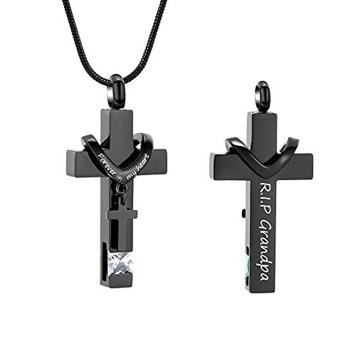 Cremation Jewelry for Ashes Pendant - Cross Urn Necklace with Mini Keepsake Urn Memorial Ash Jewelry - color: Customize