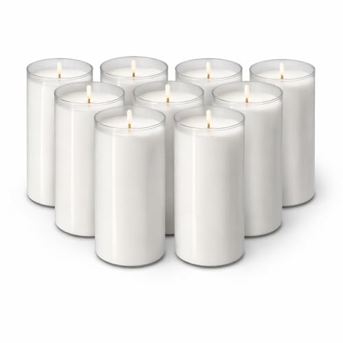 7” Cemetery Candle Refill Inserts – 3 Day Unscented Grave Candles – Long Burning Memorial Prayer Candle Refills – European Made – 9 Pack White Devotional Inserts
