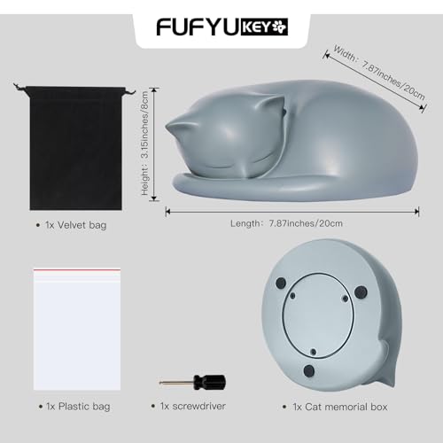 Cat Urn, Sleeping Resin Cremation Pet Urns for Cat Ashes, Gray - color: Gray