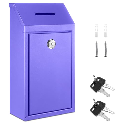 Yaocom Metal Money Box,Purple,10.24 x 5.71 x 2.95 Inch,No Lid - color: Purple, size: 10.24 x 5.71 x 2.95 Inch, style: No Lid