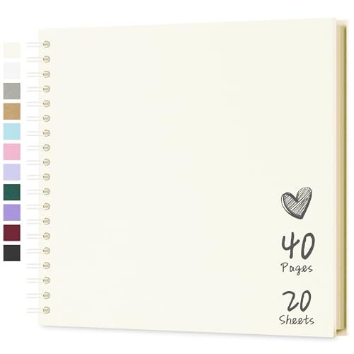 Scrapbook Photo Album 10"x10" 20 Sheets 40 Pages Hardcover Kraft Paper - color: Cream, size: 10"x10" 20 Sheets