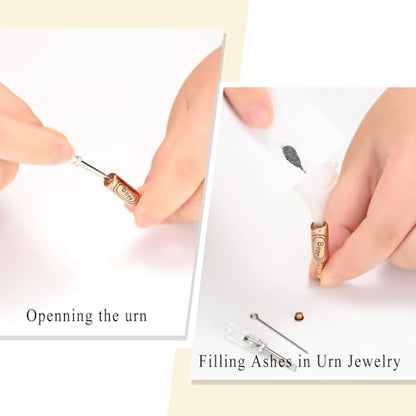 Oinsi Beer Bottle Cremation Jewelry for Ashes Stainless Steel Cylinder Tube Memorial Urn Necklace Keepsake Pendant Jewelry for Human Ashes with Filling Kits - color: A-Rose Gold