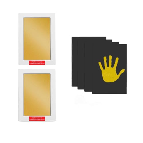 Large Inkless Hand and Footprint Kit, Baby Keepsake, 2-Pack | No-Mess Clean Touch Ink Pad for Baby Handprint & Footprint, Non-Toxic Baby Gift, Pet Paw Print Keepsake Kit（Gold) - color: 2 Pack Gold