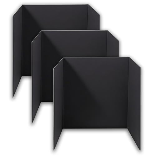 3-Pack Black Trifold Display Boards, 24 x 16 Inches Tri-Fold Corrugated Presentation Boards for Classroom Projects, Science Fairs, Business Events, and Exhibits - style: Black-3 Pack