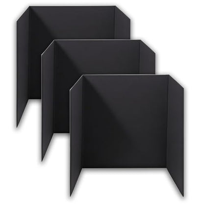 3-Pack Black Trifold Display Boards, 24 x 16 Inches Tri-Fold Corrugated Presentation Boards for Classroom Projects, Science Fairs, Business Events, and Exhibits - style: Black-3 Pack