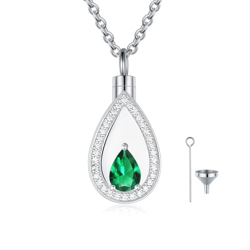 925 Sterling Silver Cremation Jewelry for Ashes Urn Necklace Memorial Teardrop Ashes Keepsake Urns Pendant Necklace for urn Necklaces Ashes Jewelry Gifts - color: May