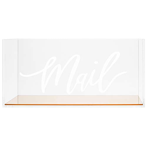 MyGift Clear Acrylic Mail Tabletop Organizer Box with Gold Mirror Base | Stylish desktop organizer keeps letters and mail neatly stored while adding a modern acrylic and gold accent to workspaces