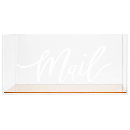 MyGift Clear Acrylic Mail Tabletop Organizer Box with Gold Mirror Base | Stylish desktop organizer keeps letters and mail neatly stored while adding a modern acrylic and gold accent to workspaces