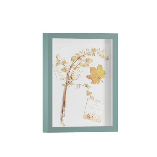 11x14 Shadow Box Frame Display Case with Real Glass, 3D Picture Frame for Memorabilia, Crafts, Photos, Wedding (Light Green) - color: Celadon, size: 11x14 without Linen Board