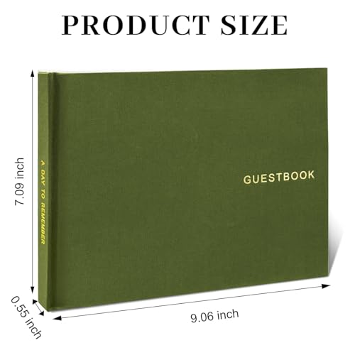Wedding Guest Book – Guest Book for Receptions, Baby Showers & Celebrations | Grass Green Linen Hardcover, Polaroid Guest Book with 100 Half Blank and Lined Pages for Signatures and Photos - color: Grass Green