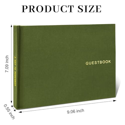 Wedding Guest Book – Guest Book for Receptions, Baby Showers & Celebrations | Grass Green Linen Hardcover, Polaroid Guest Book with 100 Half Blank and Lined Pages for Signatures and Photos - color: Grass Green