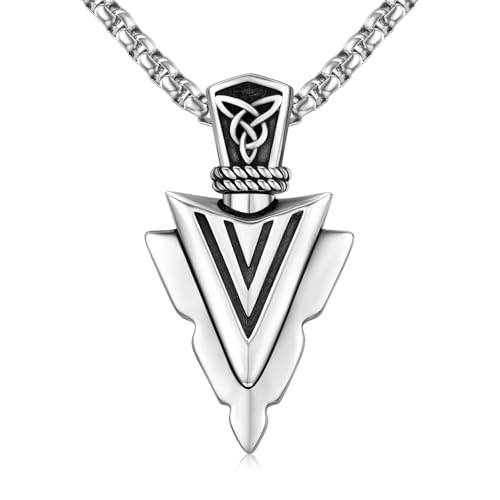 Arrowhead Necklace 925 Sterling Silver Arrow Pendant Necklace Jewelry Gifts for Men Women Lover - color: Silver-B01-URN