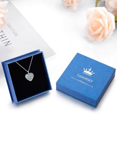 TANGPOET Urn Necklace for Human Pet Ashes for Women Men 925 Sterling Silver Urn Pendant Cremation Jewelry Necklace for Ashes of Loved One Memorial Keepsake - style: Heart-Forget Me Not