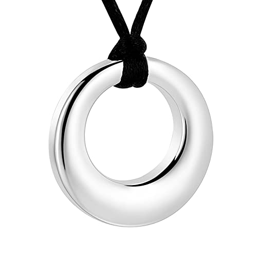 Hearbeingt Cremation Jewelry Urn Necklace for Ashes for Women Men, Circle of Life Eternity Memorial Pendant Ash Jewelry - color: Silvery
