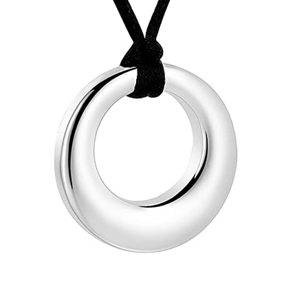 Hearbeingt Cremation Jewelry Urn Necklace for Ashes for Women Men, Circle of Life Eternity Memorial Pendant Ash Jewelry - color: Silvery