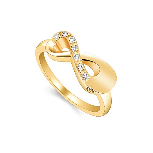 XSMZB Cremation Ring for Ashes Crystal Infinity Ring Memorial Keepsake Urn Ring Holder Ash for Pet/Human Urn Ring for Women - color: Gold
