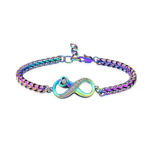 zeqingjw Heart Urn Bracelet for Ashes for Women Stainless Steel Cremation Bangle Jewelry Adjustable Keepsake Memorial Bracelet Loved Ones Ashes Holder Keepsake - color: Infinity-Colorful