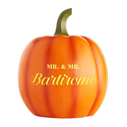 Let's Make Memories Personalized Light Up Pumpkin Decor - Fall Centerpiece for Newlyweds, Anniversary - Laser-Engraved Resin w/Names - Wedding Couple - Mr & Mr - Orange - Large - color: Mr & Mr - Wedding Couple - Orange, size: Large