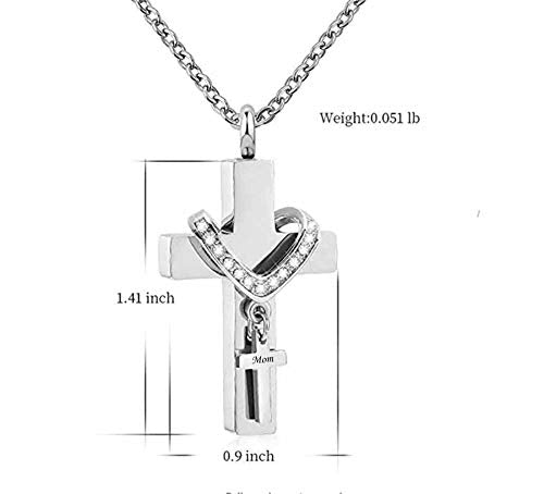 Cross Urn Necklaces for Ashes Cremation Crucifix Keepsake Memorial Pendant Necklace - style: Mom