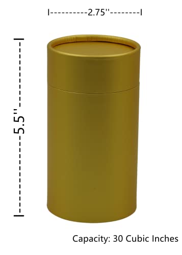 Memorial Collection Scattering Tube, Biodegradable Urn for Human Ashes, Scattering Ashes, Eco Urn (Mini Pure Gold Scatter Bio Urn