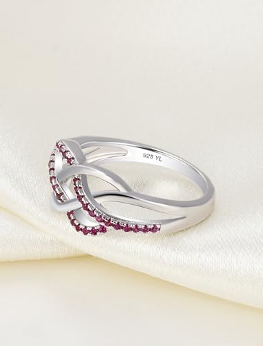 YL Celtic Knot Rings 925 Sterling Silver Twisted Knot Ring Birthstone Infinity Statement Jewelry for Women-size5 - color: 07-ruby-Jul