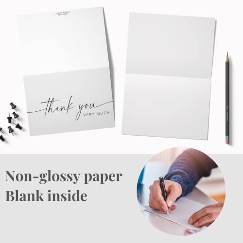 Thank You Cards with Envelopes & Matching Stickers, Bulk Pack of 100, 4x6 Inch Minimalistic Design - Suitable for Business, Baby Shower, Wedding, Small Business, Graduation, Bridal Shower, Funeral | 4"x6", Heavyweight Cardstock with Thank You Stickers, Fo