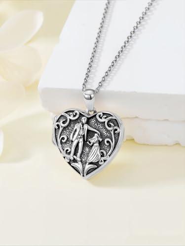 Personalized Heart Locket Necklace That Holds Pictures 925 Sterling Silver Custom Photo Lockets Necklaces Jewelry Gifts for Family Women Lover - color: Father and daughter, style: Locket Only
