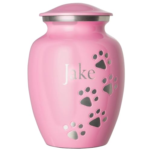 Ottillie Premier Pink/Pewter/Vert Urn, up to 65lbs - color: Ardent Pink, Vertical Pewter Paws, size: Medium