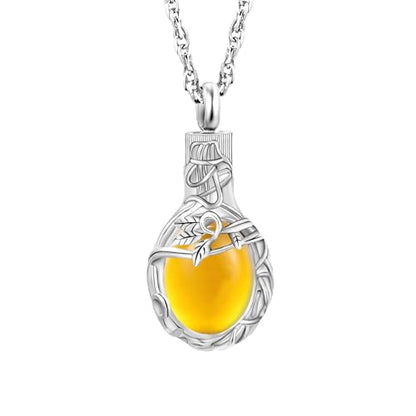 Gredstar Tree of Life Urn Necklace for Ashes, Birthstone Memorial Pendant | Teardrop Design, Love Symbol Detail, 12 Birthstone Colors, Stainless Steel, Ashes Holder, Funnel Kit Included - color: November