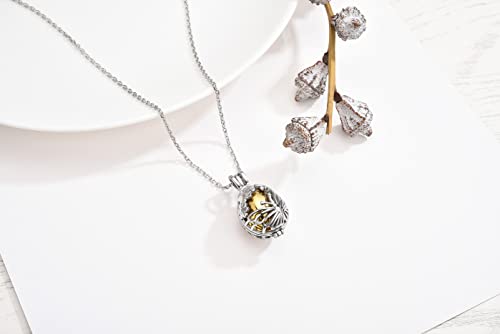 Zysta Cremation Jewelry Urn Necklace for Ashes Teardrop Butterfly Urn Memorial Locket Pendant Necklace Hollow Flower Jar Keepsake Cremation Jewelry for Women - color: Golden