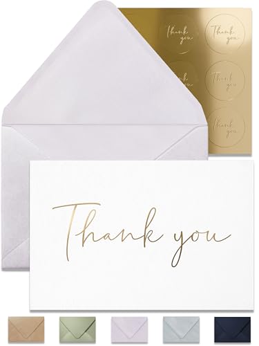 Thank You Cards & Envelopes Set - 100 Blank Cards - Wedding, Baby Shower & More - 4x6