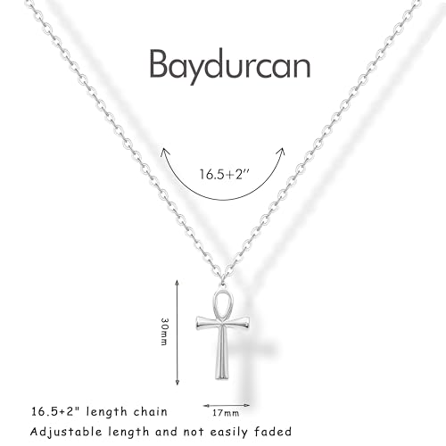 Baydurcan Pendant Necklace for Women Friends Sister Birthday Christmas Gift | Silver Evil Eye Ankh Mary Friendship Dragonfly Hummingbird Snake Turtle Pendant Necklace for Her Just Because Gifts - style: Ankh cross