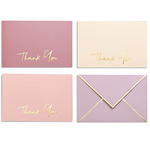 High-end Thank You Cards with Envelopes - 36 PK Heavy-duty Gold Thank You Notes 4x6 Inches Baby Shower Thank You Cards Wedding Thank You Cards Small Business Graduation Funeral Bridal Shower (Dusty Pink)