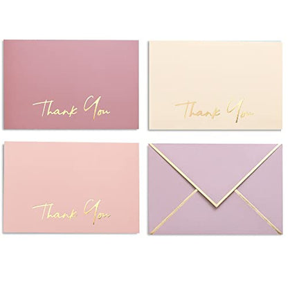 High-end Thank You Cards with Envelopes - 36 PK Heavy-duty Gold Thank You Notes 4x6 Inches Baby Shower Thank You Cards Wedding Thank You Cards Small Business Graduation Funeral Bridal Shower (Dusty Pink)
