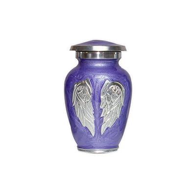 Lilac Angel Wings Funeral Cremation Keepsake Urn with Velvet Bag (Lilac, Small) - color: Lilac, size: Small