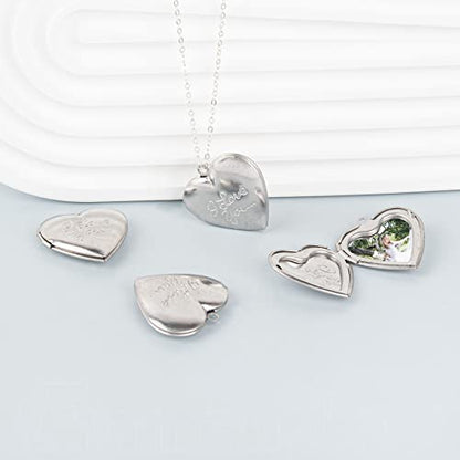 Framendino, 10 Pack Stainless Steel Locket Pendants Photo Frame Charms Heart I Love You for DIY Making