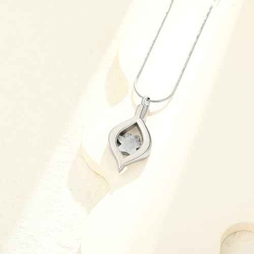 The Eye of My Heart Paw Print Urn Necklace for Ashes | stainless steel cremation jewelry, holds pet human ashes, paw print memorial urn pendant, leak-proof sealed design, unisex - color: Silver