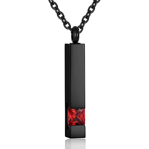 Square Crystal Bar Cremation Urn Necklace Holder for Ashes Stainless Steel Ashes Memorial Keepsake Cremation Jewelry Black Square Zircon Bar Memorial Pendant Necklace for Women Men - color: Red